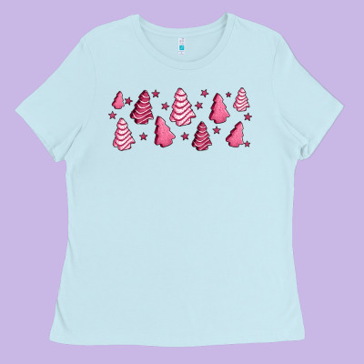 Pink Christmas Cakes Ladies Tee Designed By Jasminsmagicworld