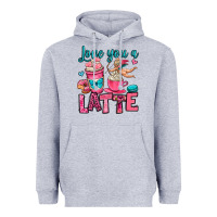Heather Grey love you a latte Heavyweight Hoodie - OliviaCreatesArt