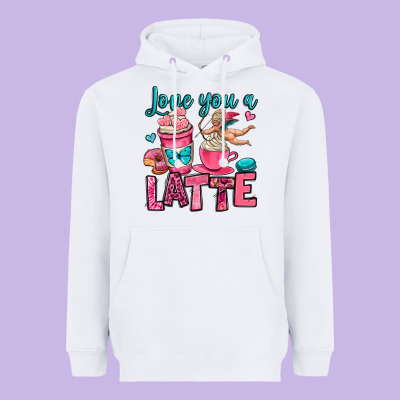 Love You A Latte Heavyweight Hoodie Designed By Oliviacreatesart