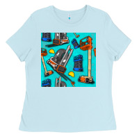 Baby Blue construction vehicles Ladies Tee - BundleAndBundleShop