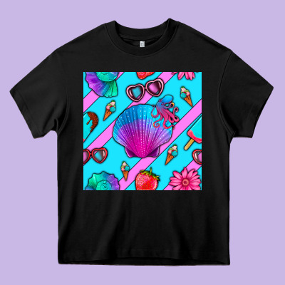 Sea Shell Heavy Core Tee Designed By Bundleandbundleshop