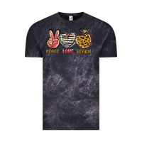 Cloud Black peace love teach Vintage Tee - NancyCooperArtShop