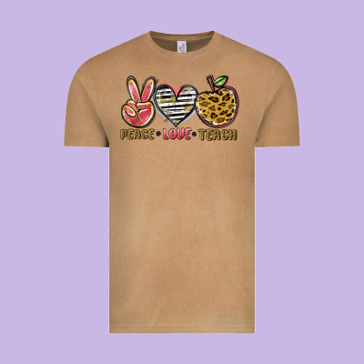 Peace Love Teach Vintage Tee Designed By Nancycooperartshop