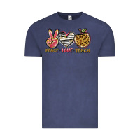Vintage Denim peace love teach Vintage Tee - NancyCooperArtShop