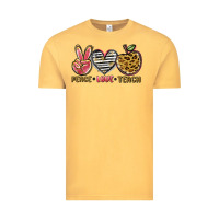 Vintage Mustard peace love teach Vintage Tee - NancyCooperArtShop