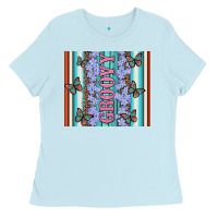 Baby Blue groovy with flowers and Butterflies Ladies Tee - Artiststas