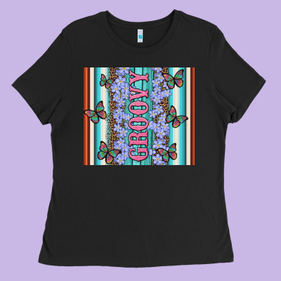 Groovy With Flowers And Butterflies Ladies Tee Designed By Artiststas