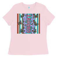 Bubblegum Pink groovy with flowers and Butterflies Ladies Tee - Artiststas