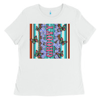 White groovy with flowers and Butterflies Ladies Tee - Artiststas
