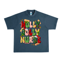Midnight Navy holly jolly nurse Urban Heavy Tee - MaliasSmallBusiness