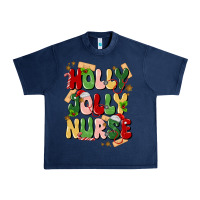Navy holly jolly nurse Urban Heavy Tee - MaliasSmallBusiness