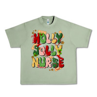 Oil Green holly jolly nurse Urban Heavy Tee - MaliasSmallBusiness