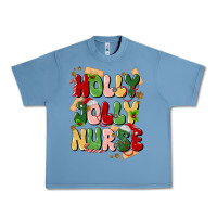 Pebble Blue holly jolly nurse Urban Heavy Tee - MaliasSmallBusiness