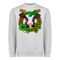 Heather Grey lucky horseshoe 4 leaf clover baby calf Heavyweight Sweatshirt - Jasminsmagicworld