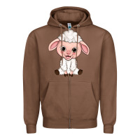 Chestnut Cartoon Lamb Zipper Hoodie - HowdyJamesFarm