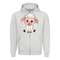 Dove Grey Cartoon Lamb Zipper Hoodie - HowdyJamesFarm