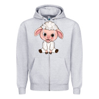 Heather Grey Cartoon Lamb Zipper Hoodie - HowdyJamesFarm