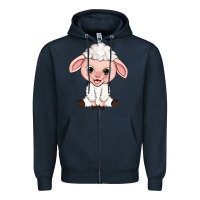 Navy Cartoon Lamb Zipper Hoodie - HowdyJamesFarm