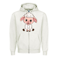 Oatmeal Heather Cartoon Lamb Zipper Hoodie - HowdyJamesFarm