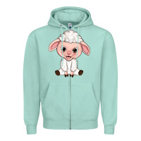 Seafoam Cartoon Lamb Zipper Hoodie - HowdyJamesFarm