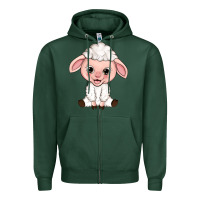 Sports Green Cartoon Lamb Zipper Hoodie - HowdyJamesFarm