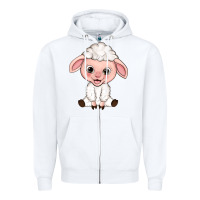 White Cartoon Lamb Zipper Hoodie - HowdyJamesFarm