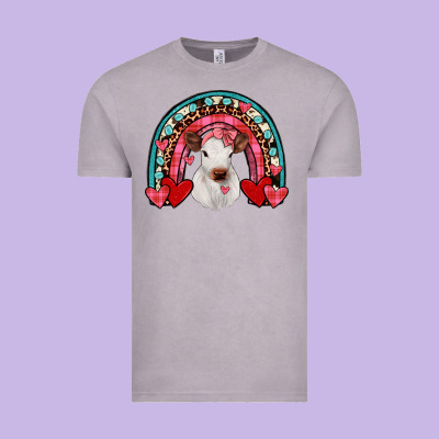 Valentines Heifer Rainbow Vintage Tee Designed By Jahusdesignshop