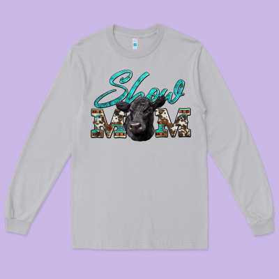 Show Mom Aztec Cowhide Black Angus Long Sleeve Tee Designed By Artiststas