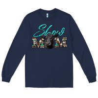 Navy show mom aztec cowhide black angus Long Sleeve Tee - Artiststas