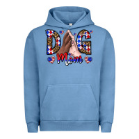 Pigment Pebble Blue America Dog Mama Urban Hoodie - CowhideDigitalArt