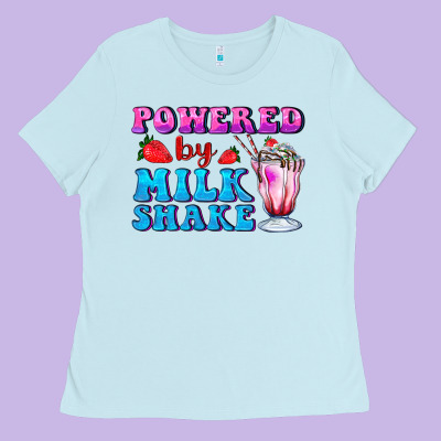 Powered By Milkshake Ladies Tee Designed By Adodesignshop