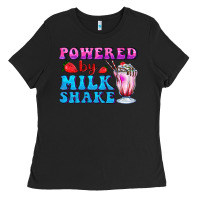 Black powered by milkshake Ladies Tee - AdoDesignShop