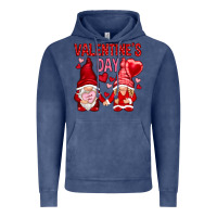 Vintage Denim valentines day with gnomies Vintage Hoodie - NancyCooperArtShop