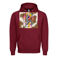 Burgundy retro baseball with leopard Zipper Hoodie - TumblerDesignByShophia