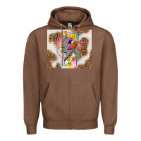 Chestnut retro baseball with leopard Zipper Hoodie - TumblerDesignByShophia