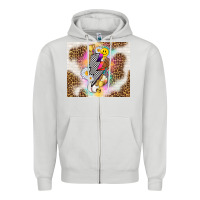 Dove Grey retro baseball with leopard Zipper Hoodie - TumblerDesignByShophia