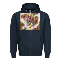 Navy retro baseball with leopard Zipper Hoodie - TumblerDesignByShophia