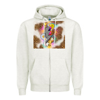 Oatmeal Heather retro baseball with leopard Zipper Hoodie - TumblerDesignByShophia