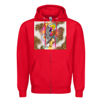 Red retro baseball with leopard Zipper Hoodie - TumblerDesignByShophia