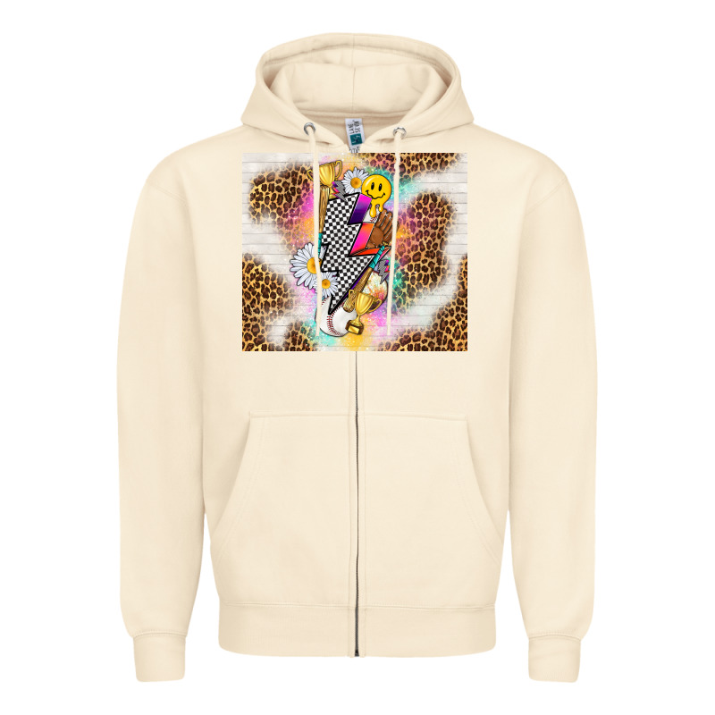 Retro Baseball With Leopard Zipper Hoodie by TumblerDesignByShophia | Teevron