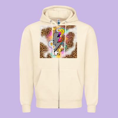Retro Baseball With Leopard Zipper Hoodie Designed By Tumblerdesignbyshophia