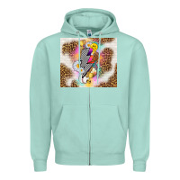 Seafoam retro baseball with leopard Zipper Hoodie - TumblerDesignByShophia
