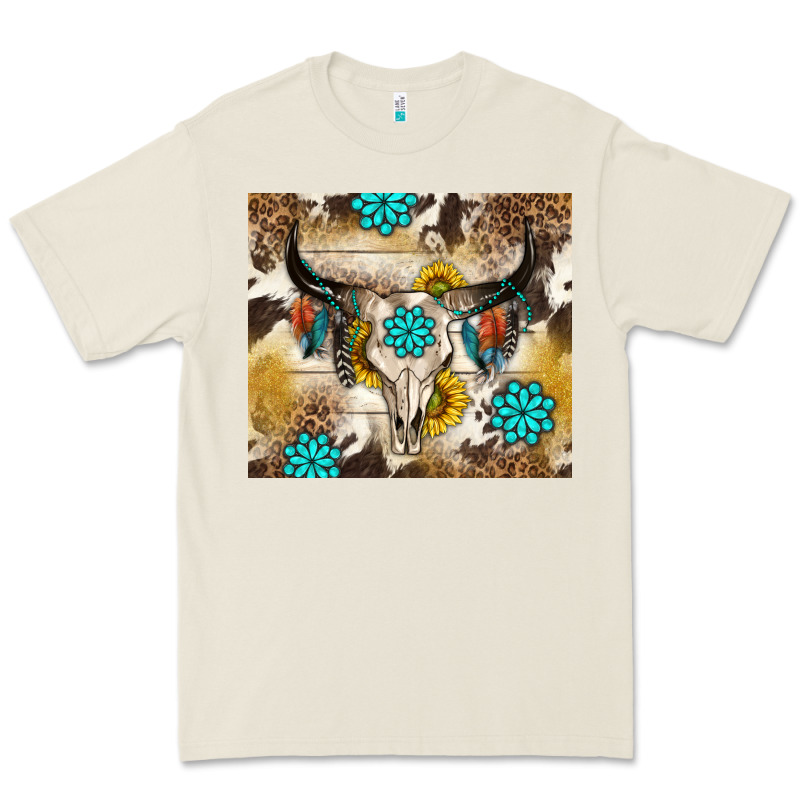 Cowhide Leopard Bull Skull Gemstone Premium Tee by NancyCooperArtShop | Teevron