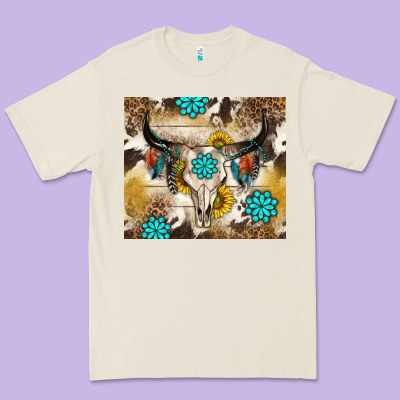 Cowhide Leopard Bull Skull Gemstone Premium Tee Designed By Nancycooperartshop