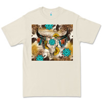 Bone cowhide leopard bull skull gemstone Premium Tee - NancyCooperArtShop