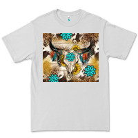 Dove Grey cowhide leopard bull skull gemstone Premium Tee - NancyCooperArtShop