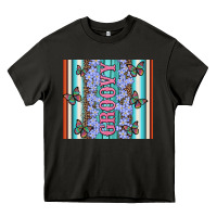 Asphalt groovy with flowers and Butterflies Heavy Core Tee - Artiststas