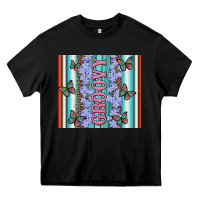 Black groovy with flowers and Butterflies Heavy Core Tee - Artiststas