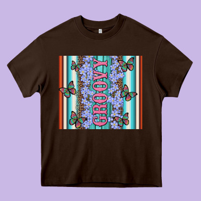 Groovy With Flowers And Butterflies Heavy Core Tee Designed By Artiststas