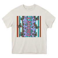 Cream groovy with flowers and Butterflies Heavy Core Tee - Artiststas